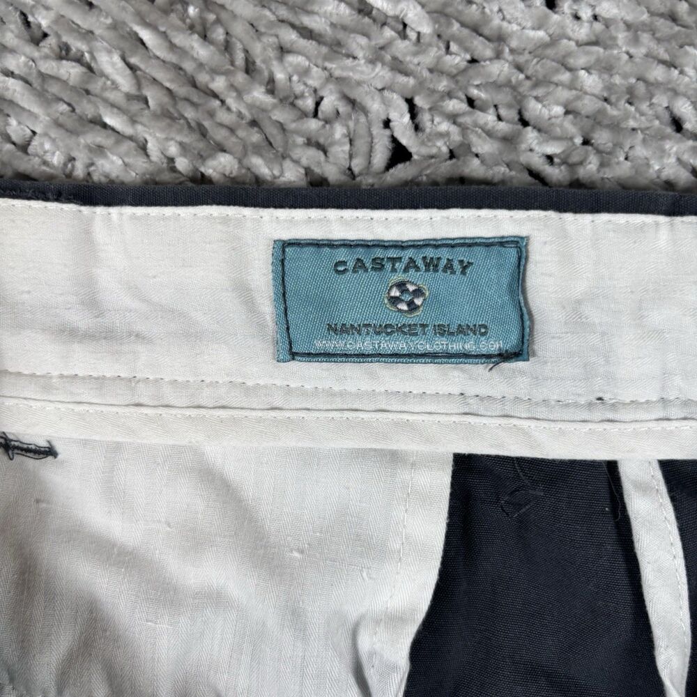 Castaway Nantucket Chino Shorts Men’s Size 42 Black Fishbone Embroidery Golf - Picture 2 of 7